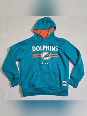 NFL Team Apparel Miami Dolphins Youth Fleece Hoodie - Teal/Orange - Size 10-12